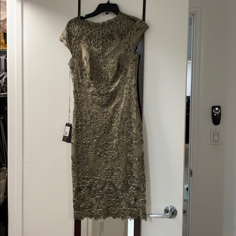 Tadashi Shoji olive/gold dress